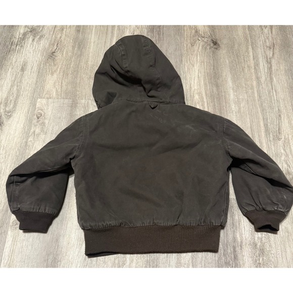 Walls Blizzard Pruf‎ Hooded Jacket Sherpa Lined Brown Duck Canvas kids XS - Picture 5 of 6